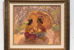 Two Women with Umbrella